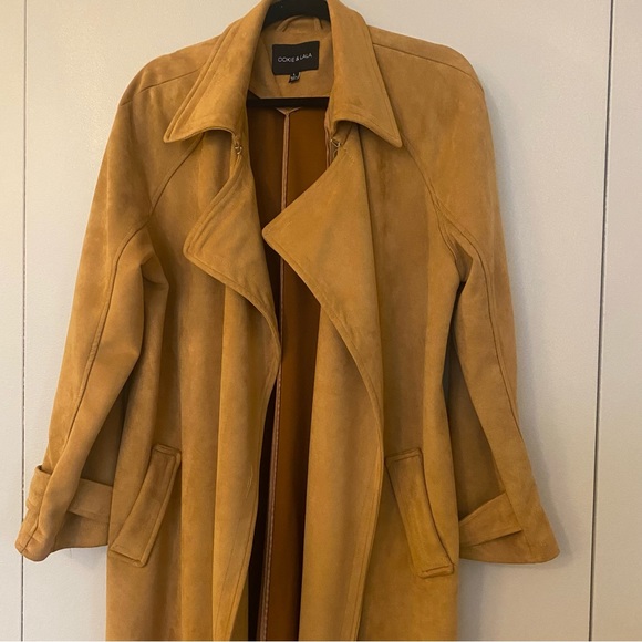 Ookie & Lala Faux Suede Draped Trench-coat - Picture 4 of 7